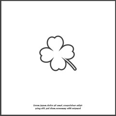  Vector icon four-leafed clover on white isolated background.