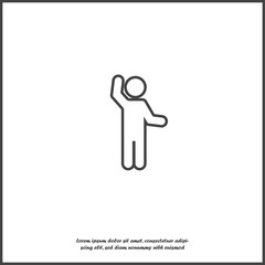 Hands waving gesture silhouette of man. Vector icon gesture on white isolated background.