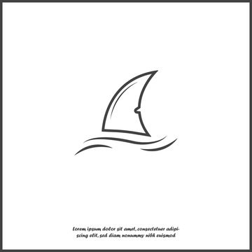 Shark fin vector icon. Fin in the water  on white isolated background.