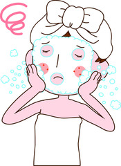 Illustration of a cute woman with rough skin as after bathing 