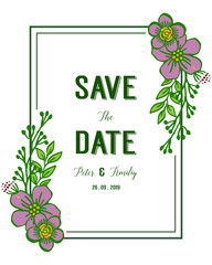 Vector illustration purple flower frame for wedding invitation card