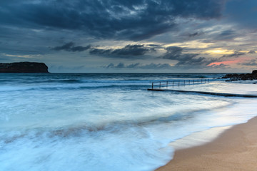 Sunrise Seascape and Cloudy Sky