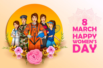 Happy International Women s Day 8th March greetings background