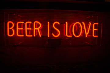 beer is love neon sign