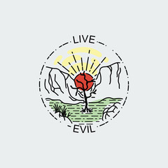 Vintage illustration of thin line desert.