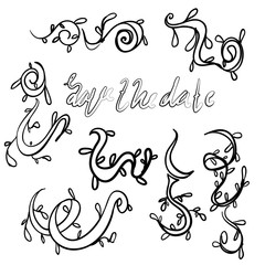 Vintage handdrawn ornate frames, decorative ornaments, flourish and scroll wedding element.vector