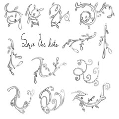 Vintage handdrawn ornate frames, decorative ornaments, flourish and scroll wedding element.vector