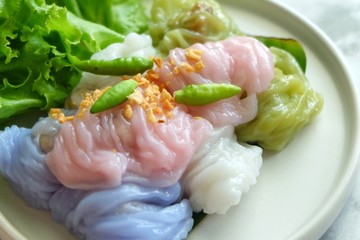 Steamed rice-skin dumplings. Thai food.