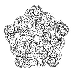 Obraz premium Vector abstract black and white ethnic mandala motif. Star shape.