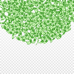 American dollar notes falling. Small USD bills on 