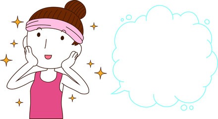 Illustration of a cute lady who is washing the face with Bubble Callout