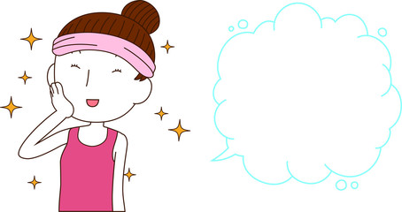 Illustration of a cute lady who is washing the face with Bubble Callout