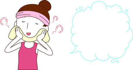 Illustration of a cute lady who is washing the face with Bubble Callout