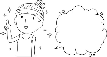 Illustration of a cute lady who is washing the face with Bubble Callout outline