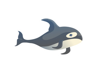 Fototapeta premium Cartoon killer whale on white background. Water life.