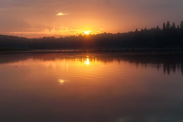 lake sunrise sky sun reflection