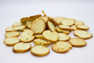 Bake Rolls. The mini bread chips isolated on white background.
