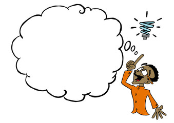 Man having an idea with empty thought cloud - Raj