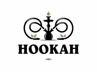 Modern professional logo hookah in gold and white theme