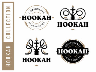 Modern professional logo set hookah in gold and white theme