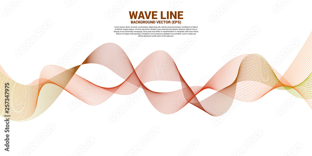 Poster orange sound wave line curve on white background. element for theme technology futuristic vector