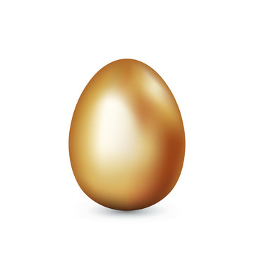 Golden egg isolated on white background. Easter egg. Wealth and business concept. Vector realistic illustration