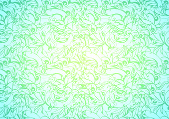 vintage lime, green background with floral elements and darkening to the edges in Gothic style. Royal texture,damascus, vector Eps 10