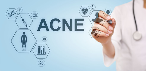Acne diagnosis medical and healthcare concept Doctor with stethoscope.