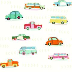 Vintage cars seamless pattern vector 