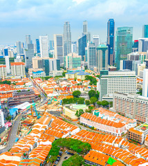 Fototapeta na wymiar Singapore Downtown, Chinatown aerila view