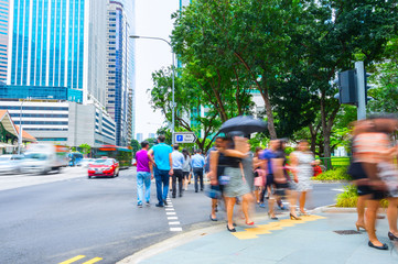 Singapore metropolis downtown crowded street - 257353567
