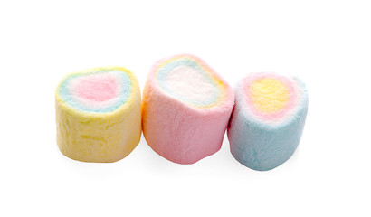 colorful marshmallows candy isolated on white background