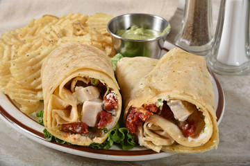 Chicken wrap sandwich with sundried tomatoes