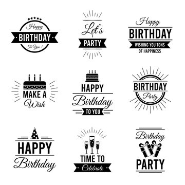Set of happy birthday typography for greeting card, invitation cards, banners. Vol.4
