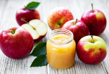Applesauce in glass jar