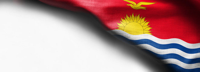 The national flag of Kiribati in the South Pacific on white background - right top corner