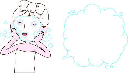Naklejka premium Illustration of a cute lady who is washing the face as after bathing with Bubble Callout
