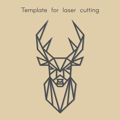 Template animal for laser cutting. Abstract geometric deer for cut. Stencil for decorative panel of wood, metal, paper. Vector illustration.