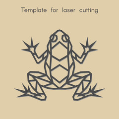 Template animal for laser cutting. Abstract geometric frog for cut. Stencil for decorative panel of wood, metal, paper. Vector illustration.