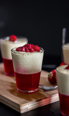 strawberry dessert with cream and berries