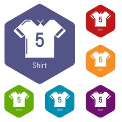 Football shirt icons vector colorful hexahedron set collection isolated on white