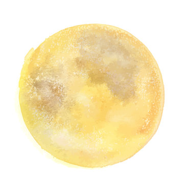 Vector and watercolor drawing, an abstract golden yellow background texture resembling a full moon