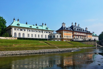 Fototapeta na wymiar Germany-view of the castle Pillnitz in town Dresden