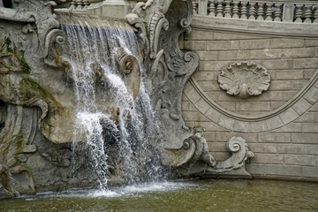 Fountain on the Valentino park Square in Torino, Italy
