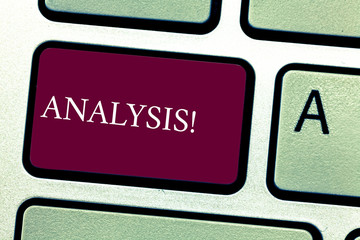 Word writing text Analysis. Business photo showcasing Strategic analytic plans for new website growth development Keyboard key Intention to create computer message pressing keypad idea