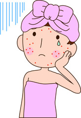 Illustration of a woman with rough skin as after bathing
