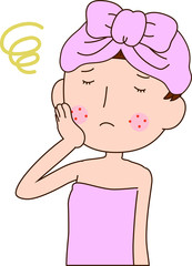 Illustration of a woman with rough skin as after bathing