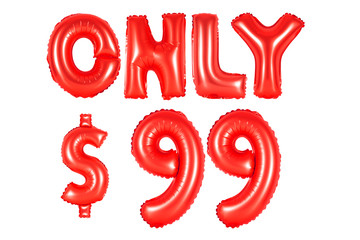 only ninety-nine dollars, red color