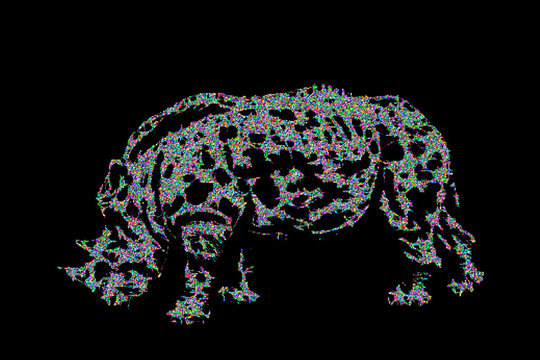 Abstract Rhinoceros. Vector illustration. Halftone style.
