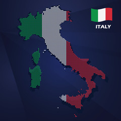 Italy dotted map and flag